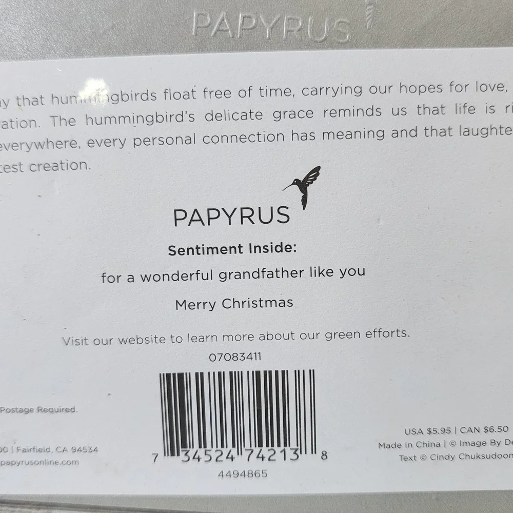 Papyrus Grandpa Christmas Card Red Velvet Silver Foil Snowflake 4494865 New